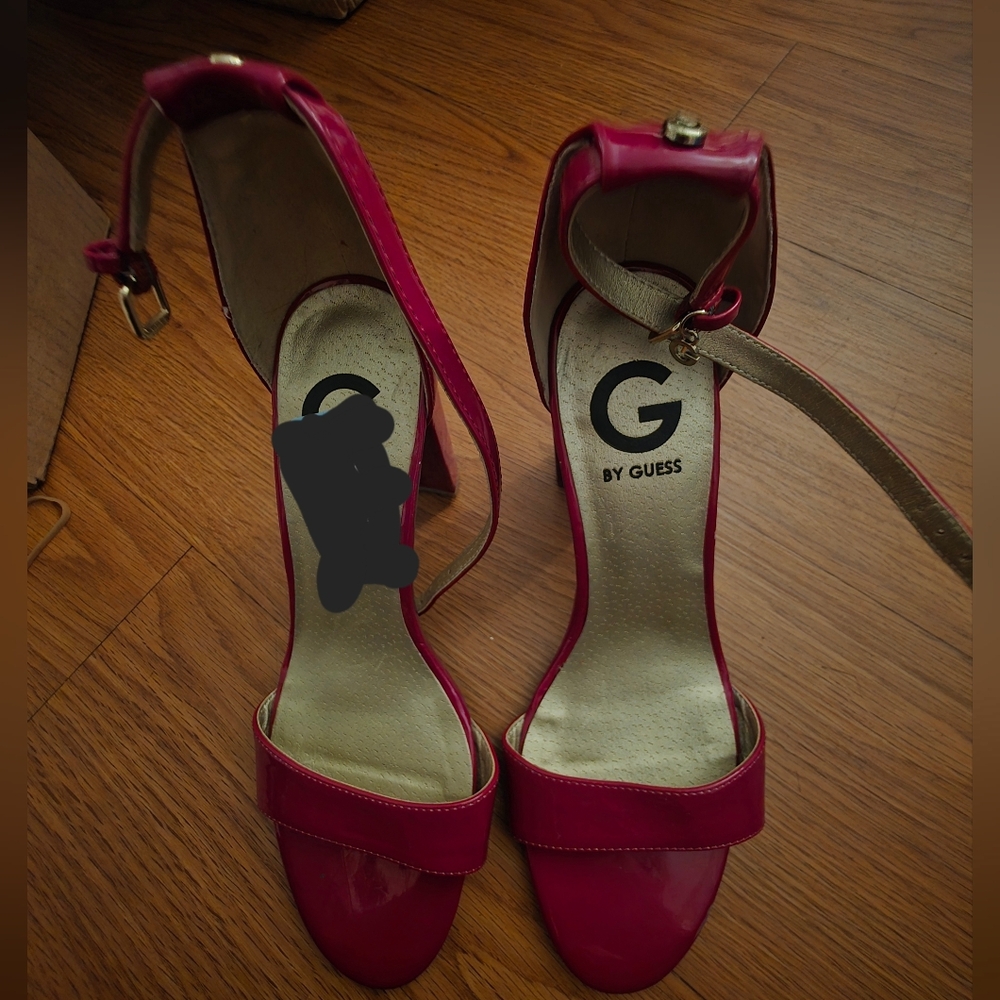 G by Guess Red Strap Block Heels NWOT